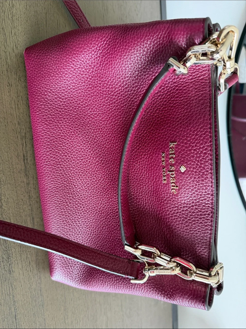 kate spade Pebbled Leather Crossbody in Berry Pink